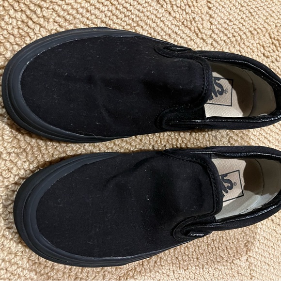 Vans Kids Black Canvas Slip-On Sneakers - Picture 2 of 6